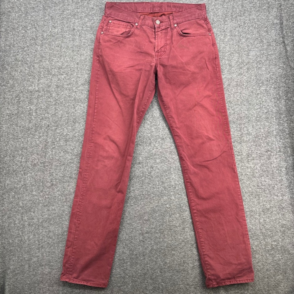 7 For All Mankind Mens The Straight Pants Burgundy Red Cotton Size 32